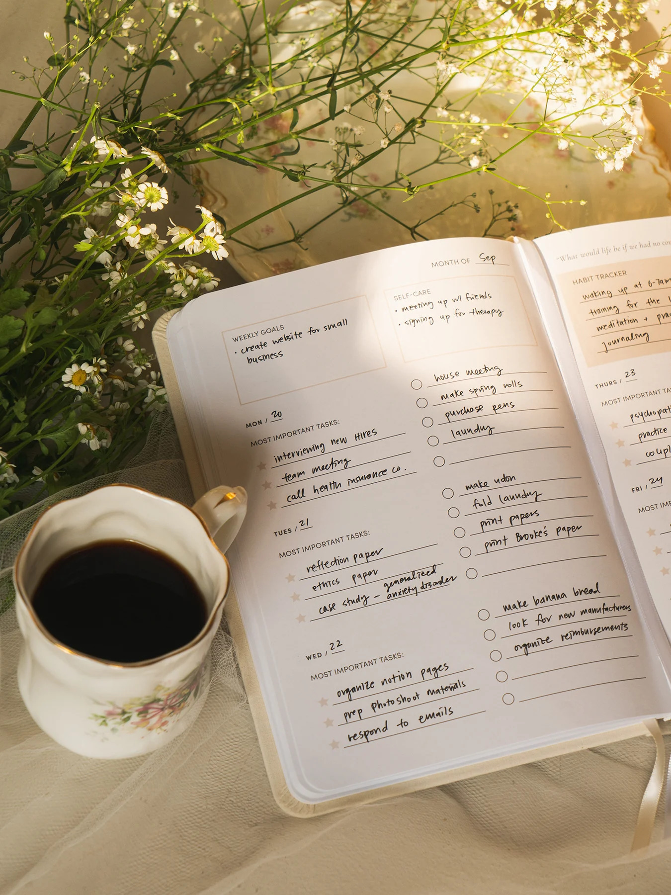 An inside shot of Lavendaire's Weekly Reset Planner