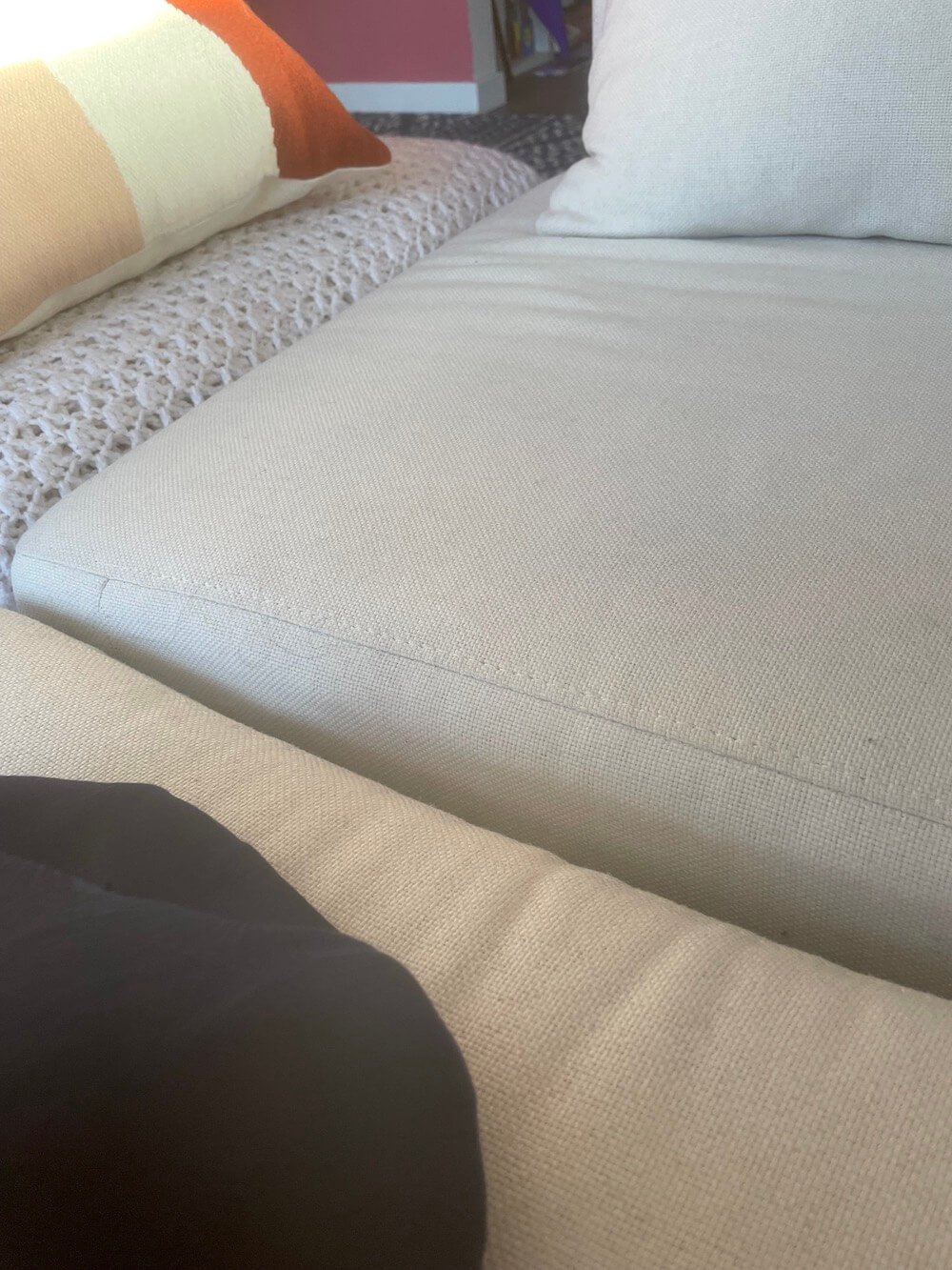 Close up of Burrow seat cushion.