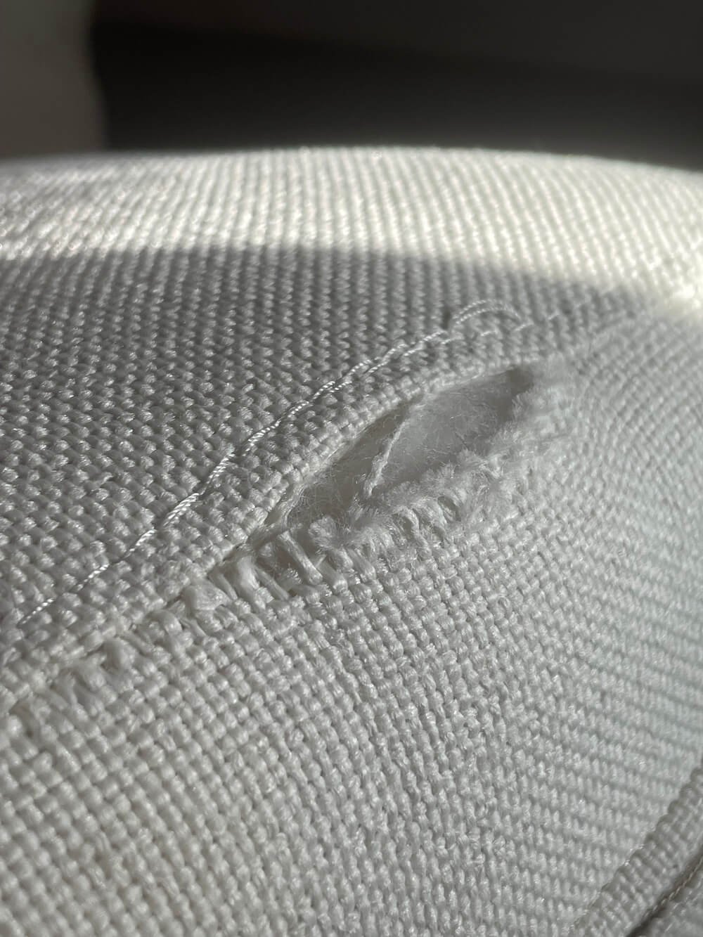 Fraying on Burrow couch.