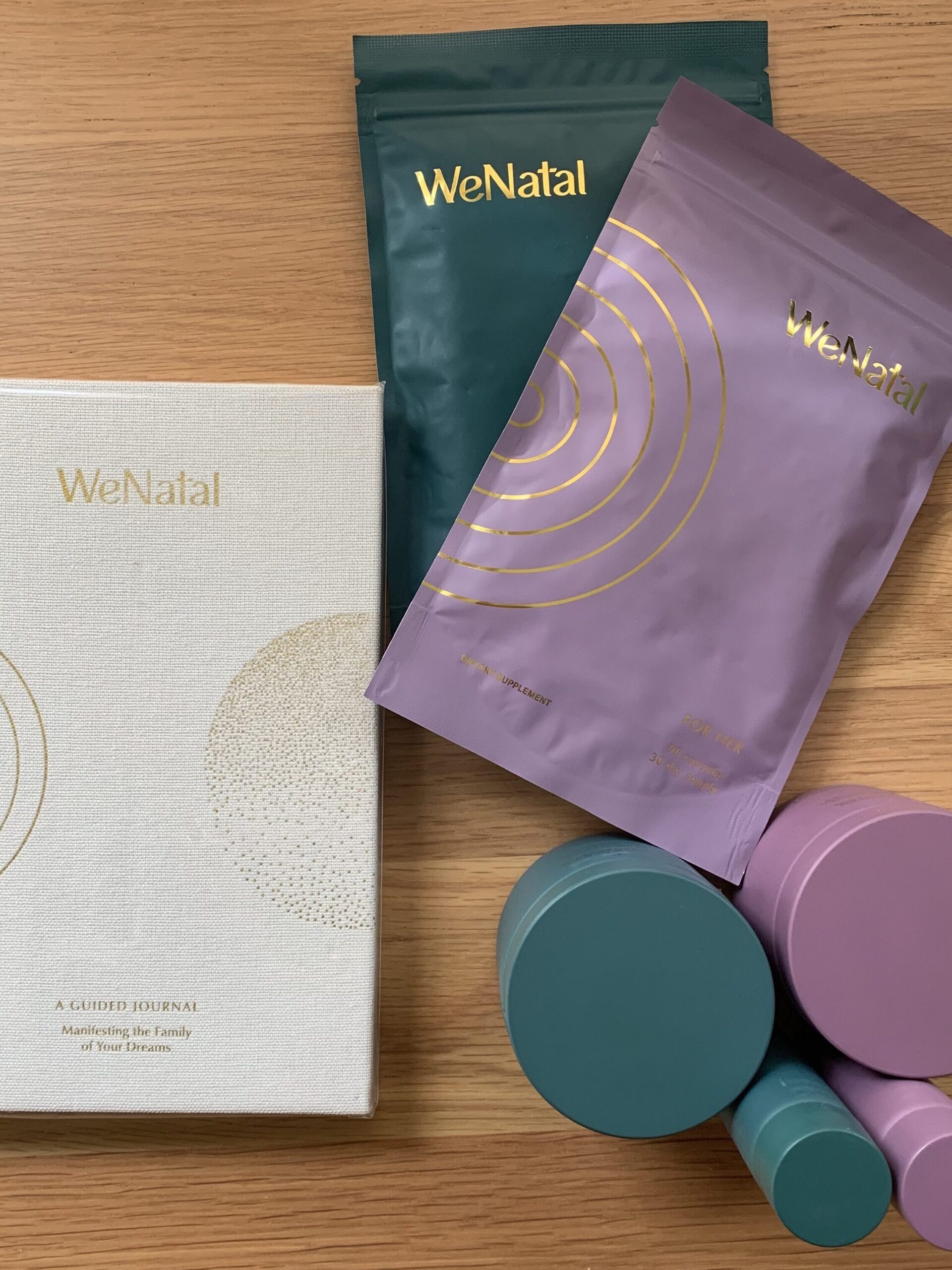 A variety of WeNatal organic prenatal vitamins.