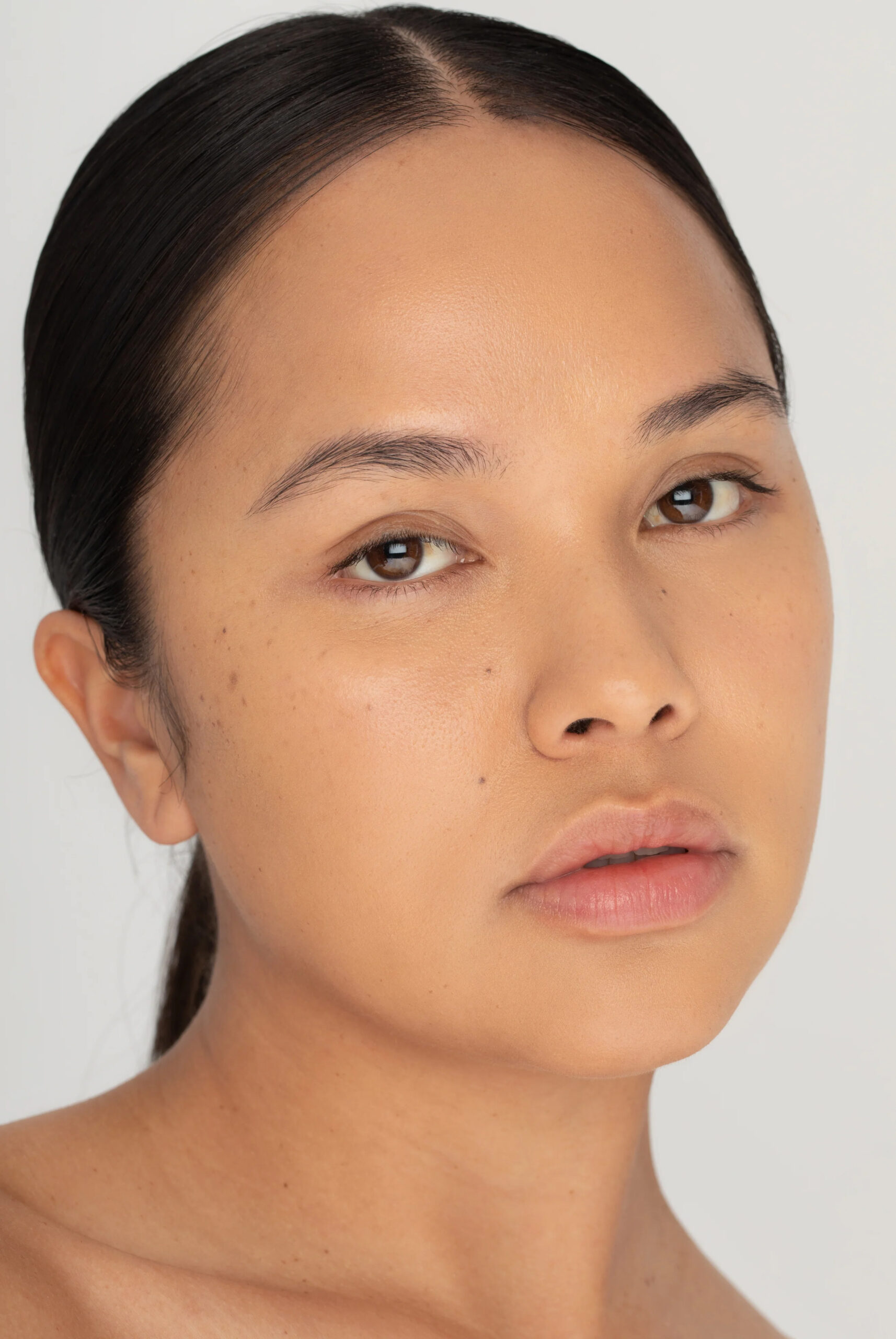 A close up of a model's face.