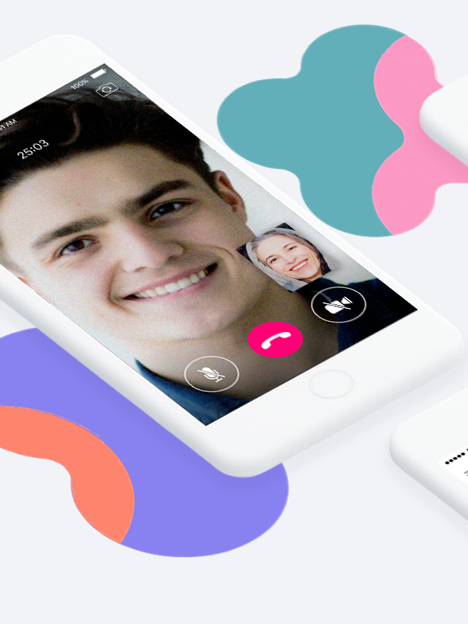 A phone with a Facetime call on the screen.