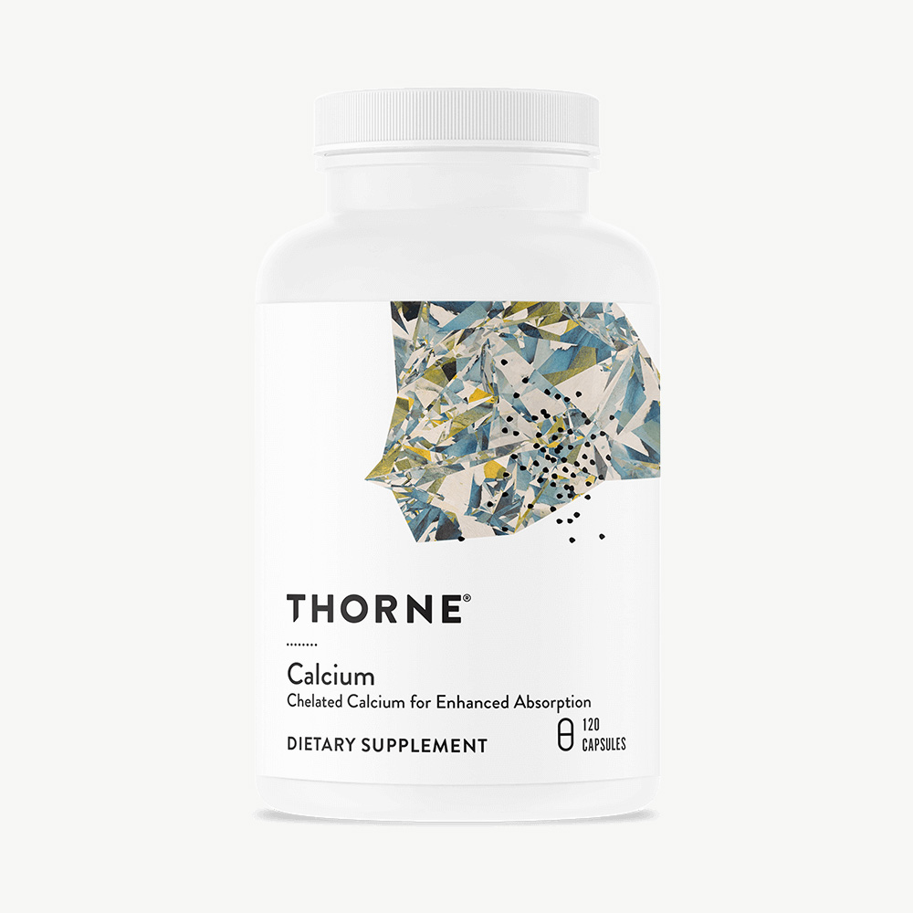 A bottle of Thorne Calcium supplements.