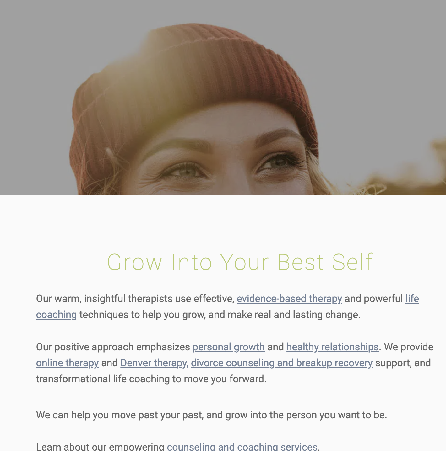 A screenshot of the Growing Self site.