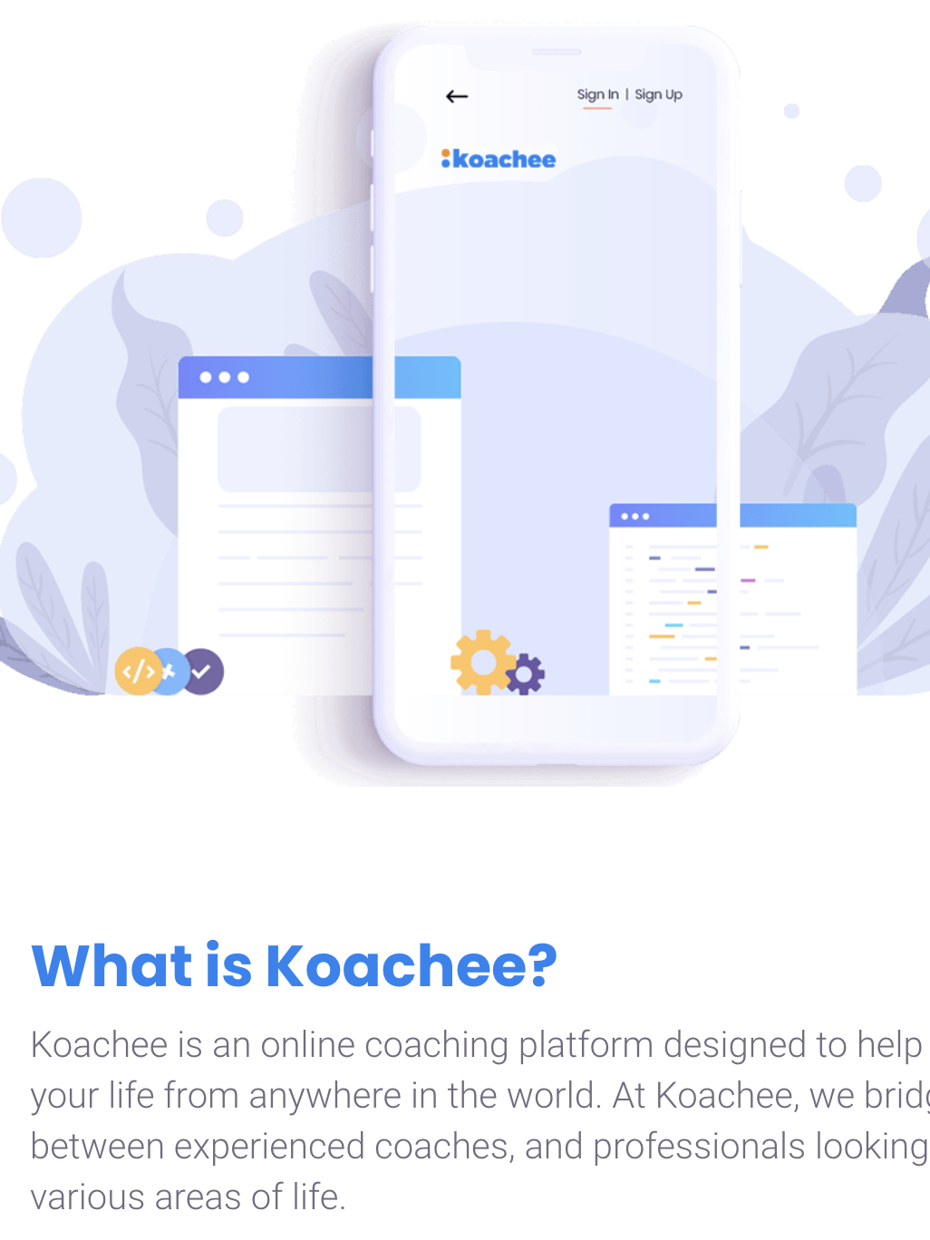 A screenshot of the Koachee site.