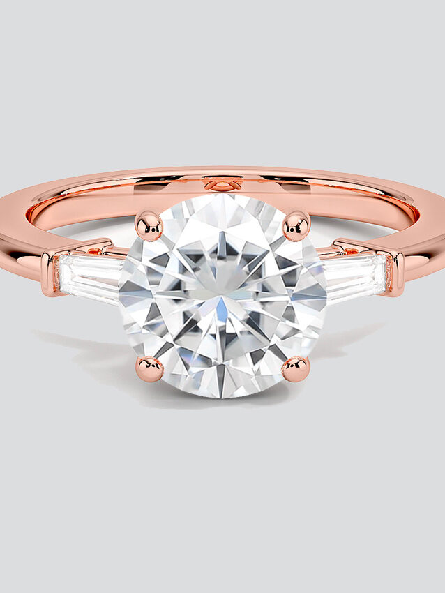 Close up of a moissanite ring from Brilliant Earth