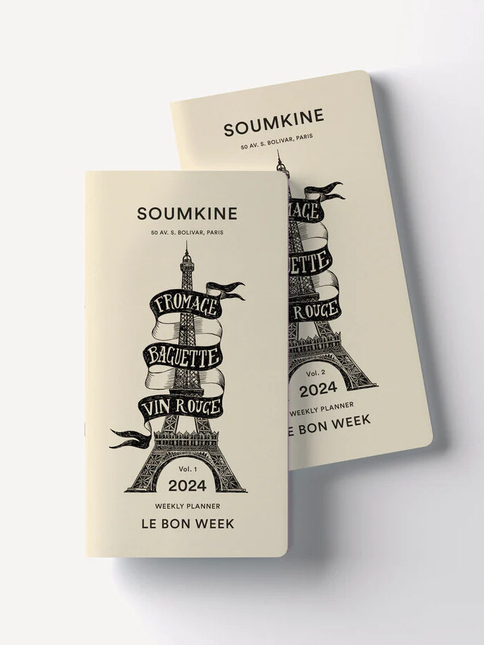 Two Soumkine 2024 weekly planners.