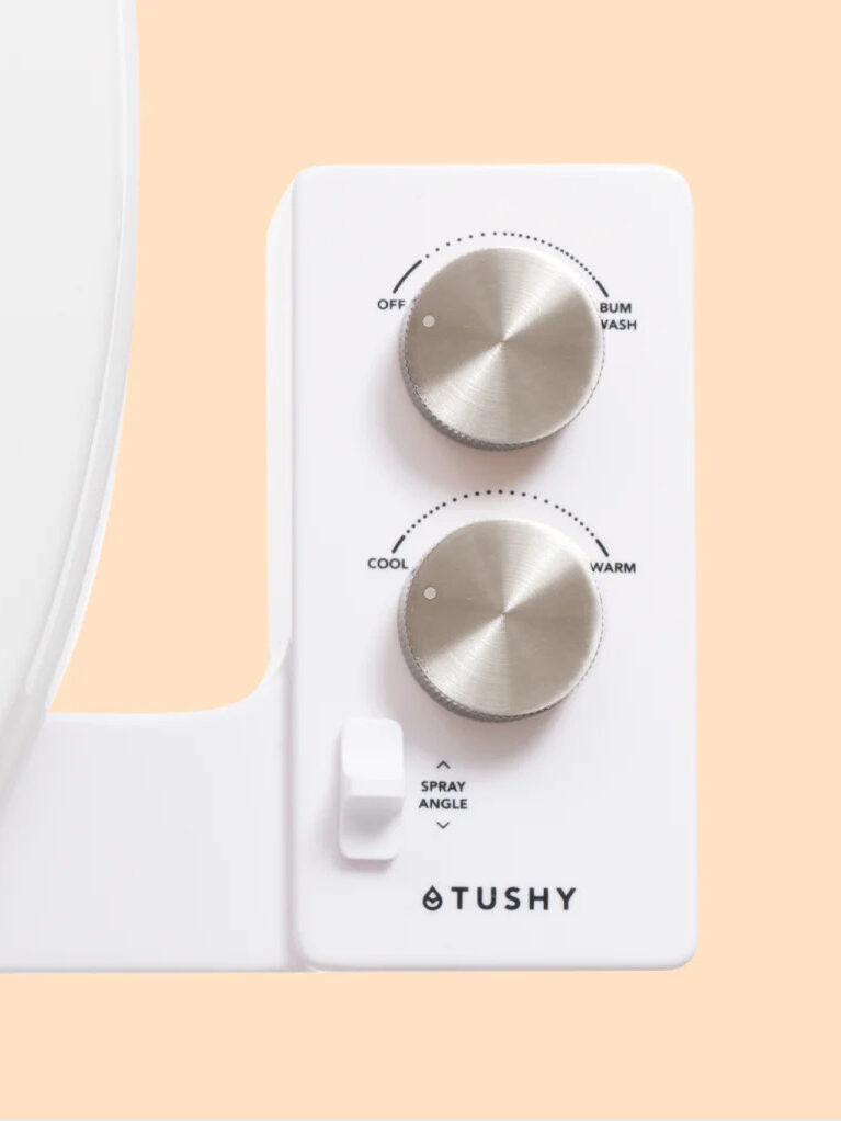 Close up of TUSHY bidet controls.