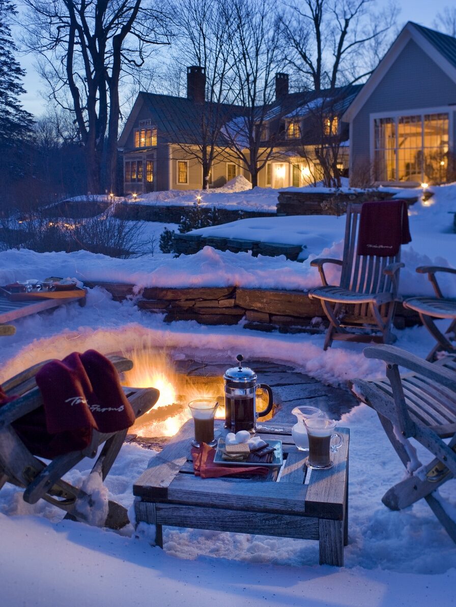 The fireplace at Twin Farms.