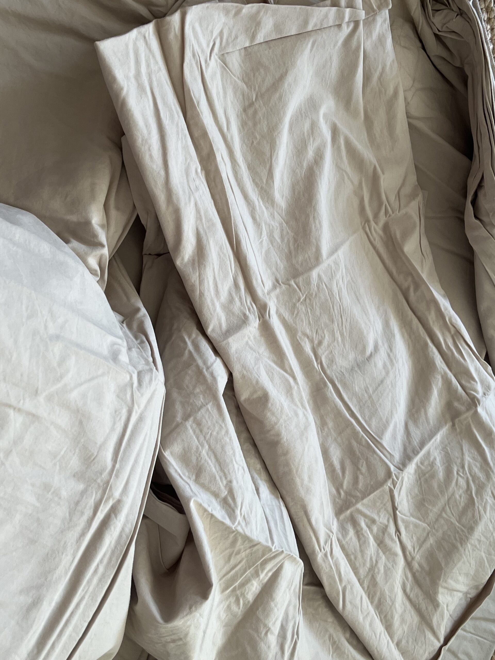 Detail shot of the 100% organic washed duvet set from Under the Canopy.