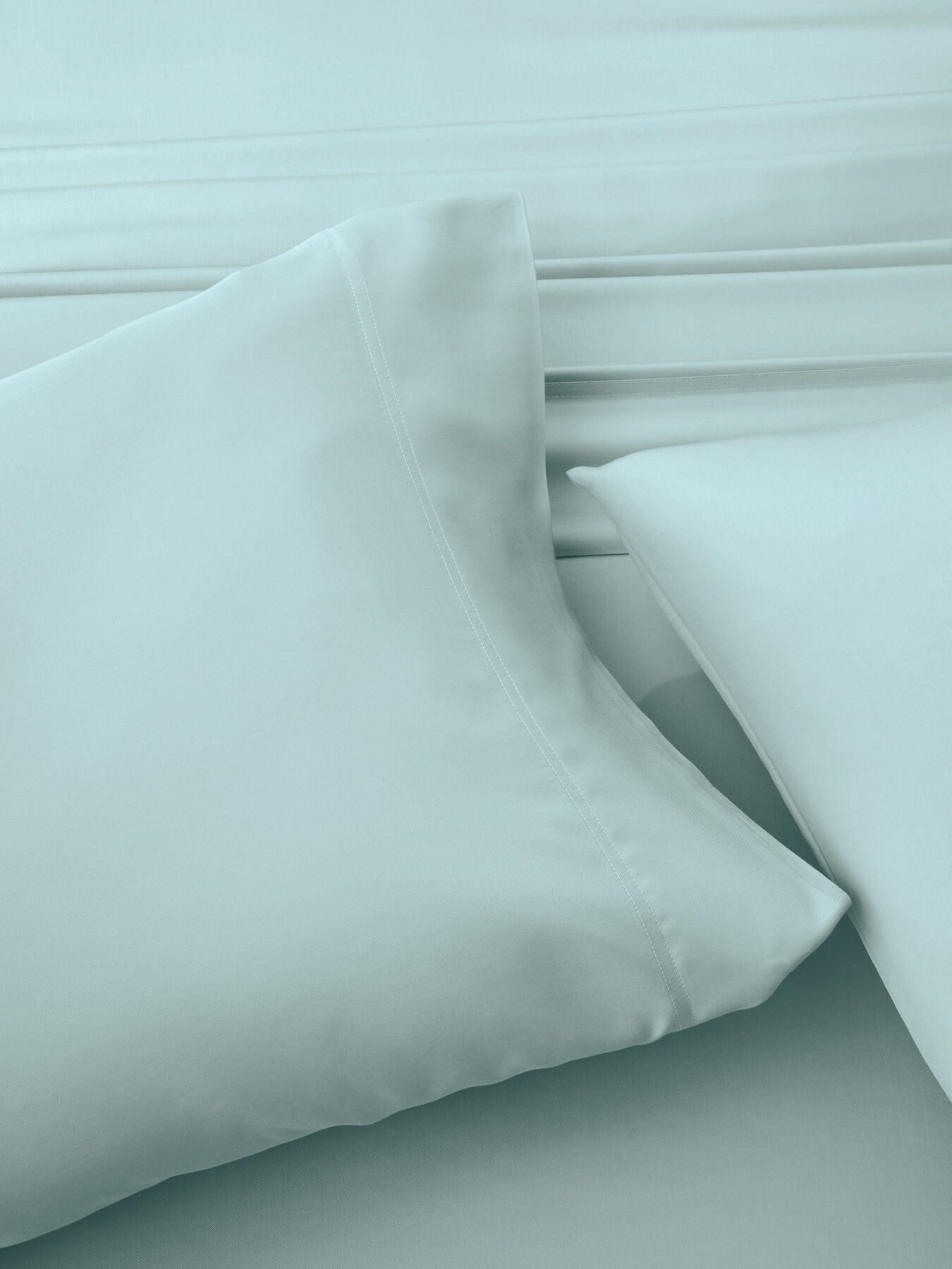 Light teal bamboo bed sheets from Malouf Home. 