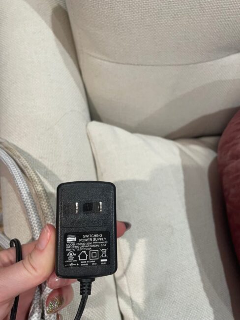 Close up of Burrow couch USB plug.