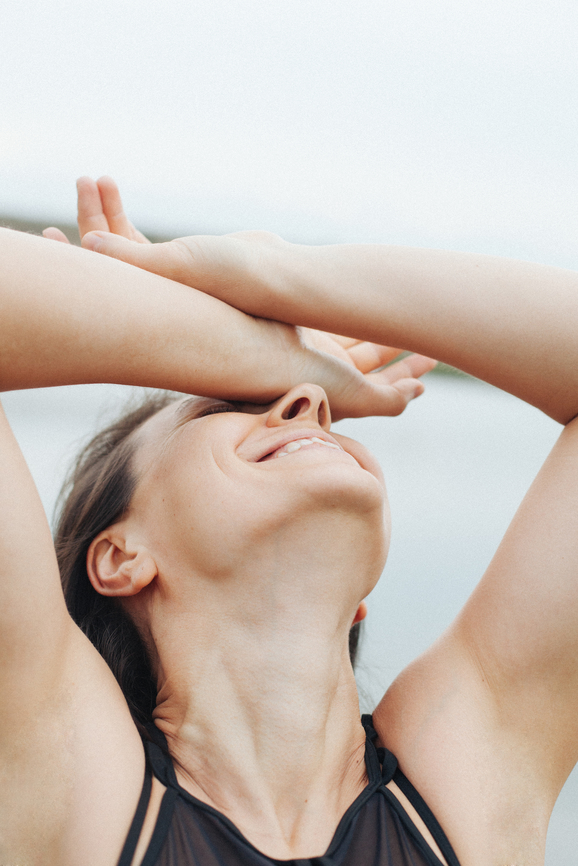 Joyful young woman outdoors