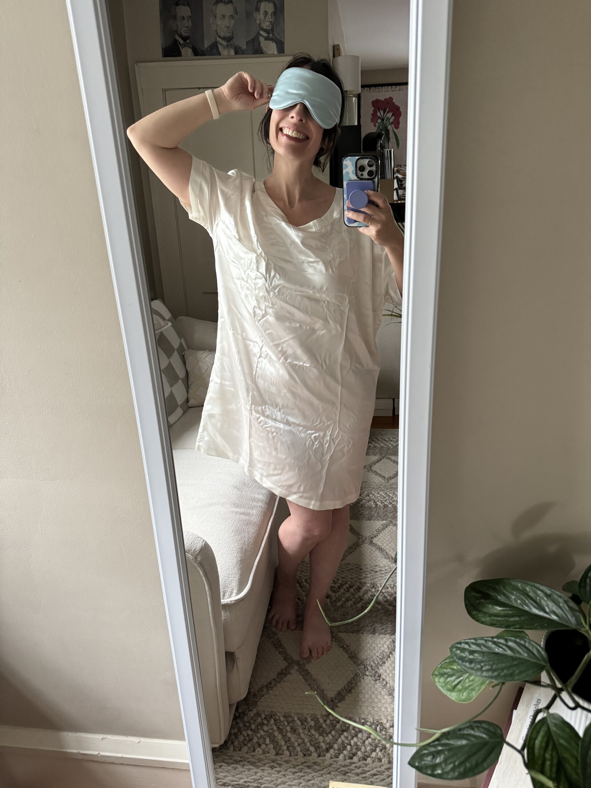 Editor wearing Clementine pajamas.