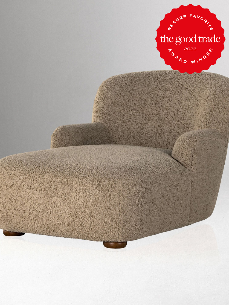 A chair with a logo.